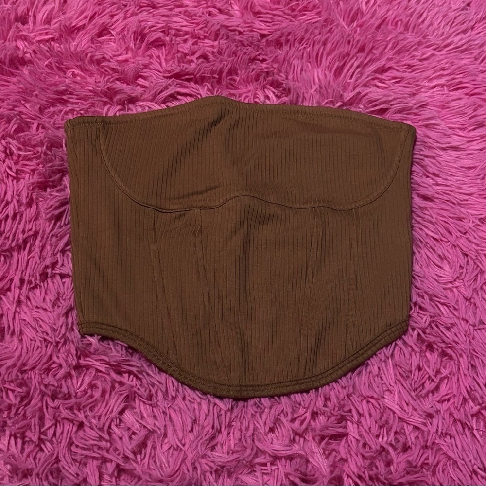 PINK Strapless Cotton Corset Top Women Size Small
